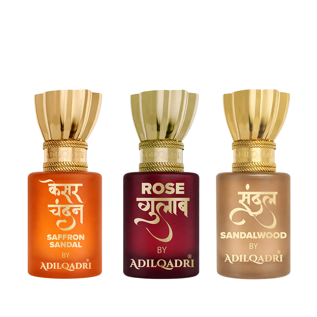 Kesar Chandan, Rose And Sandal (Chandan) Attar Pack of 3 5.5 ML Each