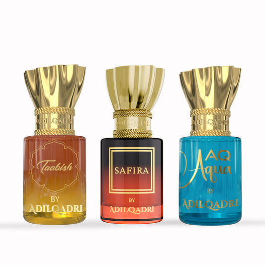 3 Pcs Attar Set Taabish, Safira And AQ Aqua 5.5 ML Each