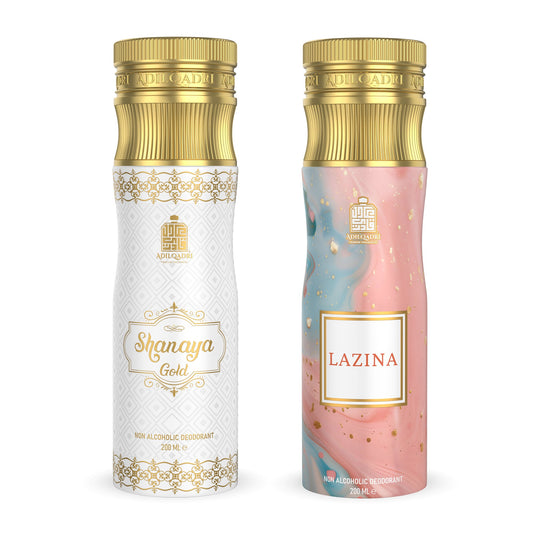 Pack of 2 Lazina And Shanaya Gold Non-Alcoholic Deodorant Body Spray 200 ML