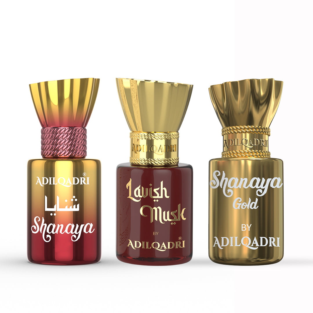 3 Pcs Attar Set Shanaya, Lavish Musk And Shanaya Gold 5.5 Ml Each